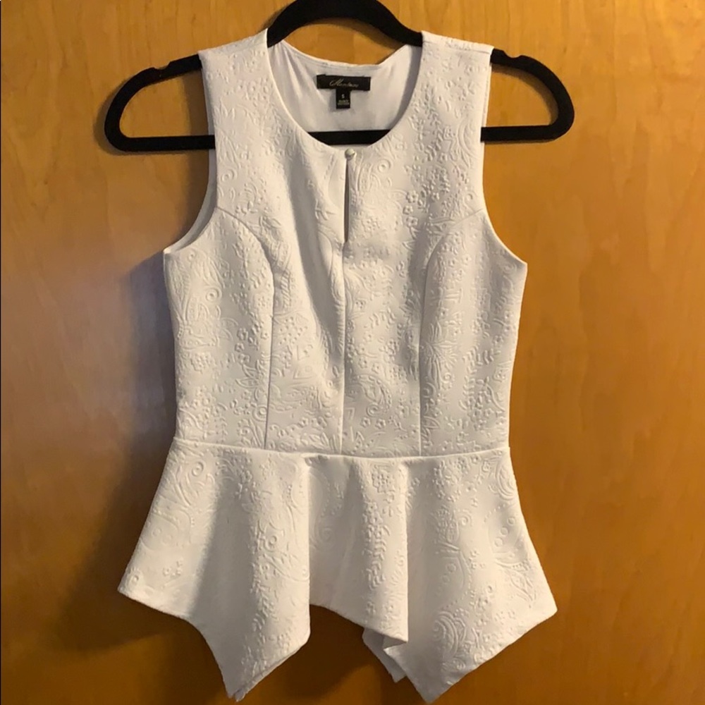 White sleeveless peplum top